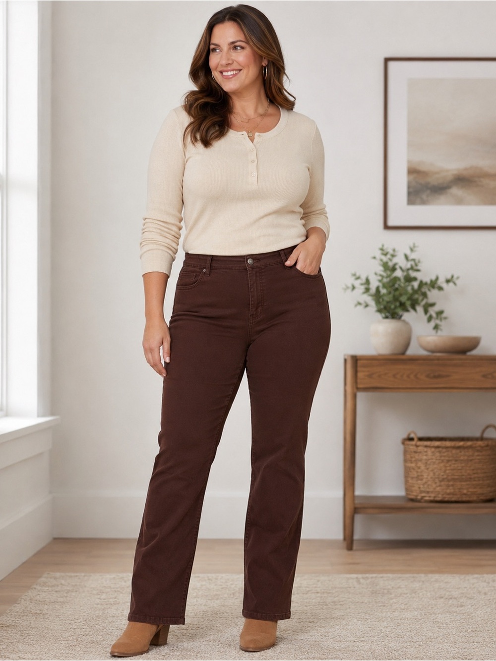 Chaps Women’s Bootcut Jeans in Chocolate Brown